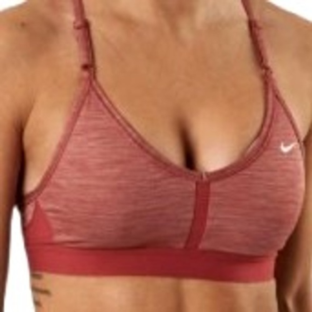 NIKE Women's Large Rust Pink Indy Sports Bra Racerback Medium Support Padded